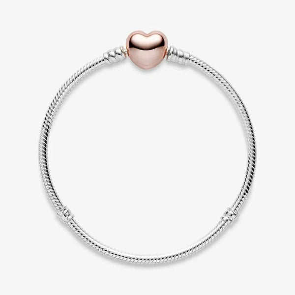 Rose  Schlangen-Gliederarmband mit Herz-Verschluss