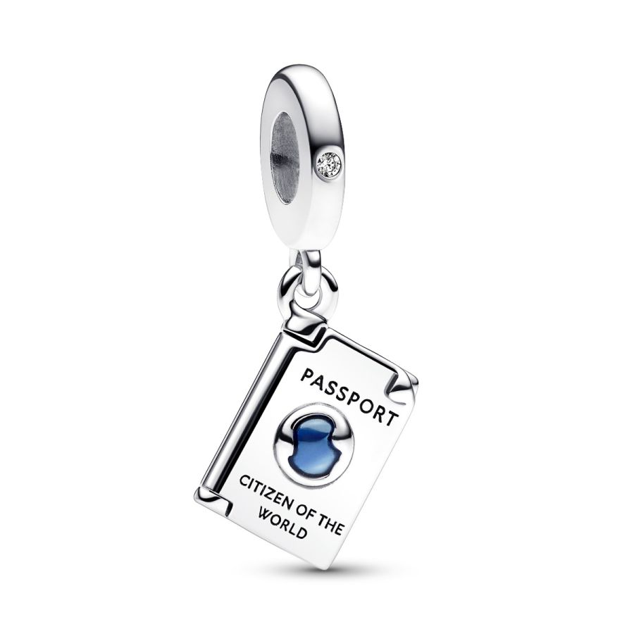 Charm-Anhänger Aufklappbarer Reisepass Sterling-Silber