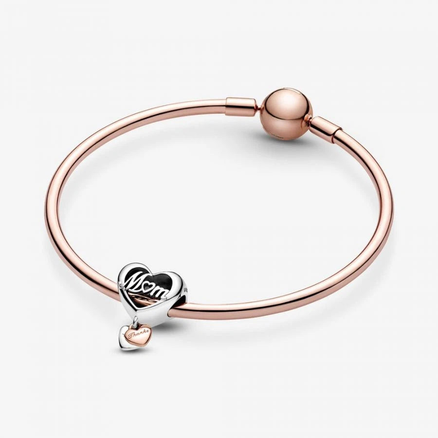 Rose  Charm-Anhänger Dankeschön Mum Herz Silber