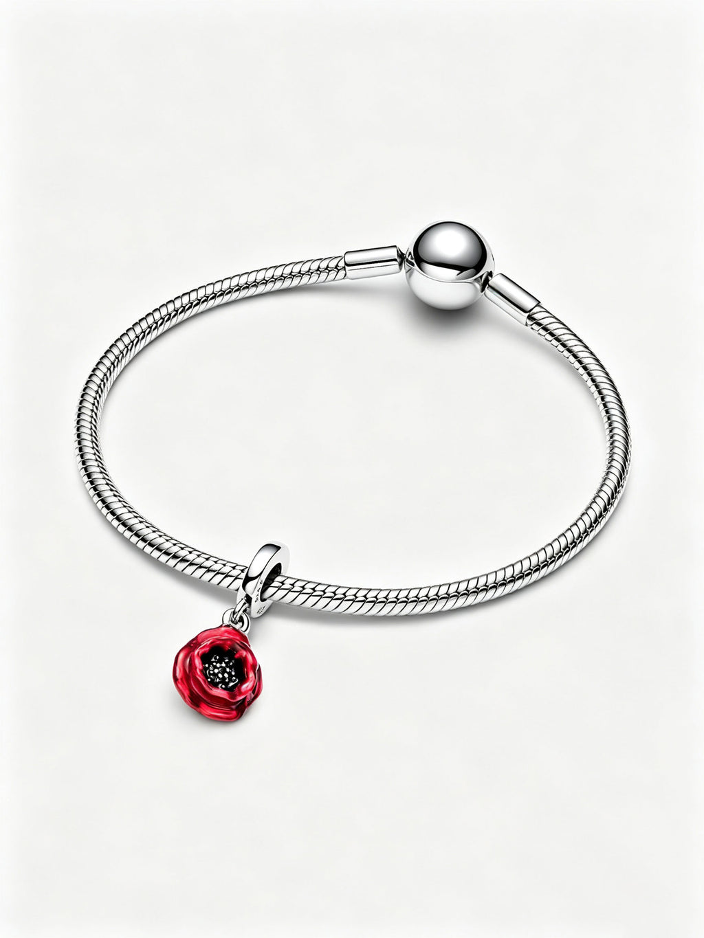 Roter Blume Charm-Anhänger Sterling-Silber