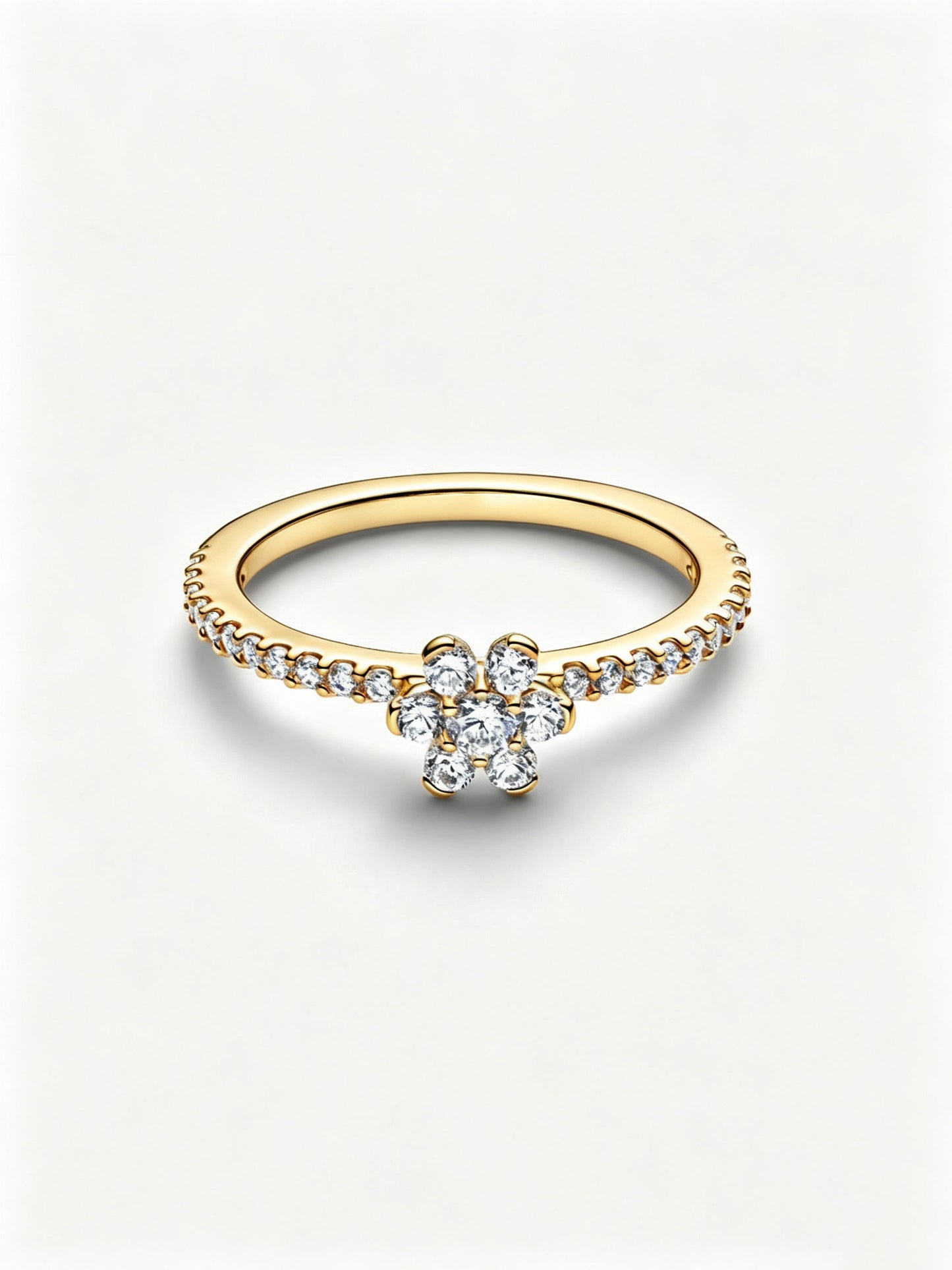 Funkelnde Blume Ring 14 Karat Vergoldung