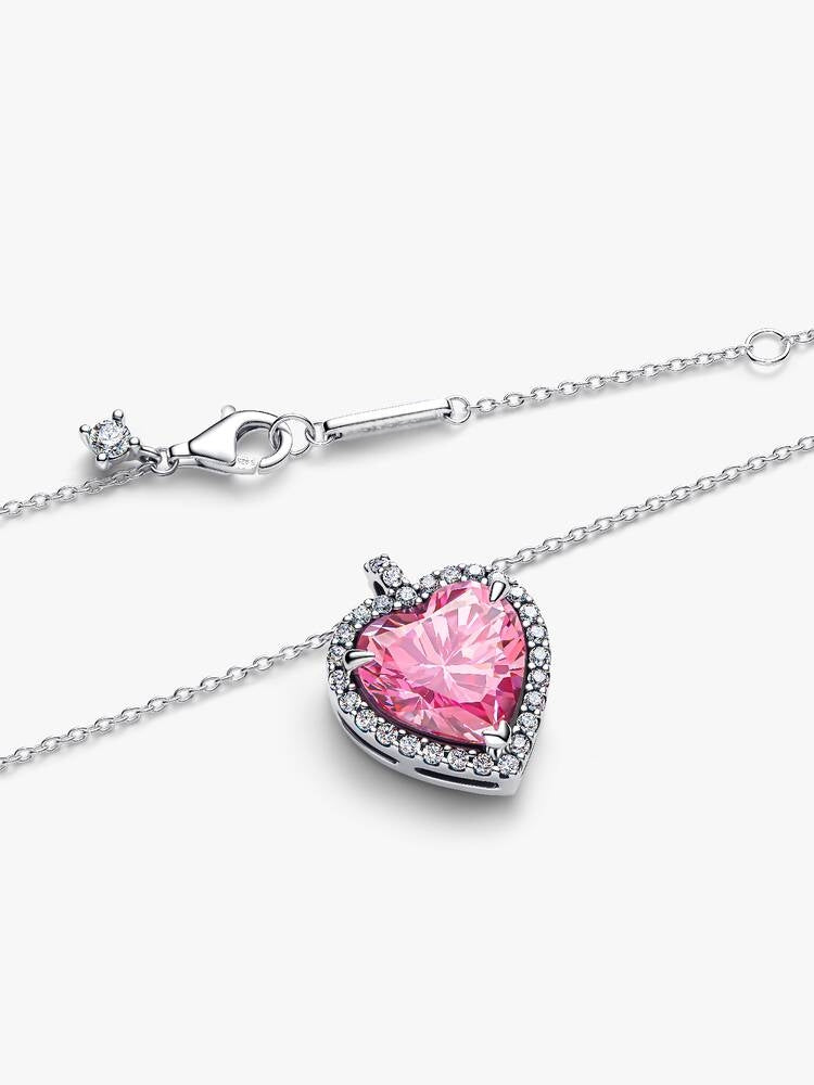 Rosafarbener Strahlenkranz Herz Collier-Halskette Sterling-Silber Zweitbild