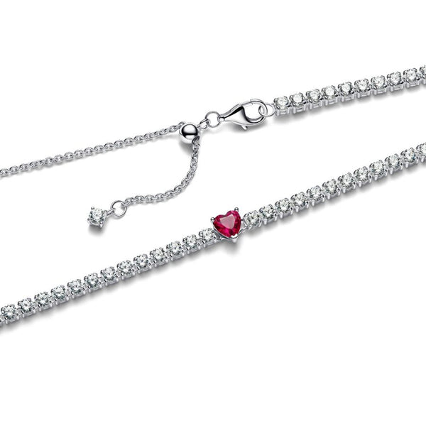 Halskette Choker Strahlenkranz Rotes Herz Silber  cm