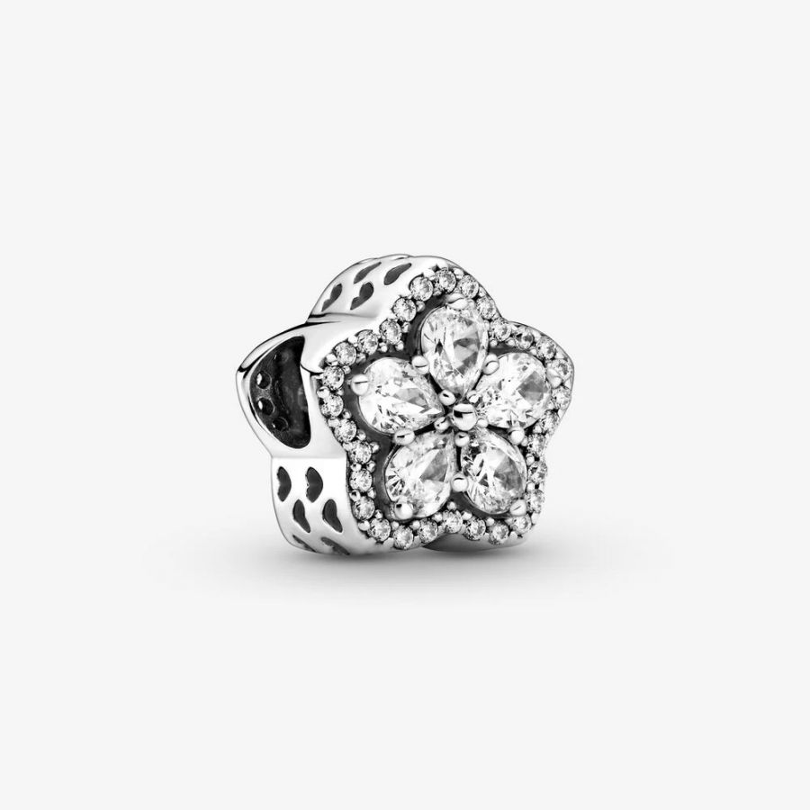 Pavé-Charm Funkelnde Schneeflocke Silber Hauptbild