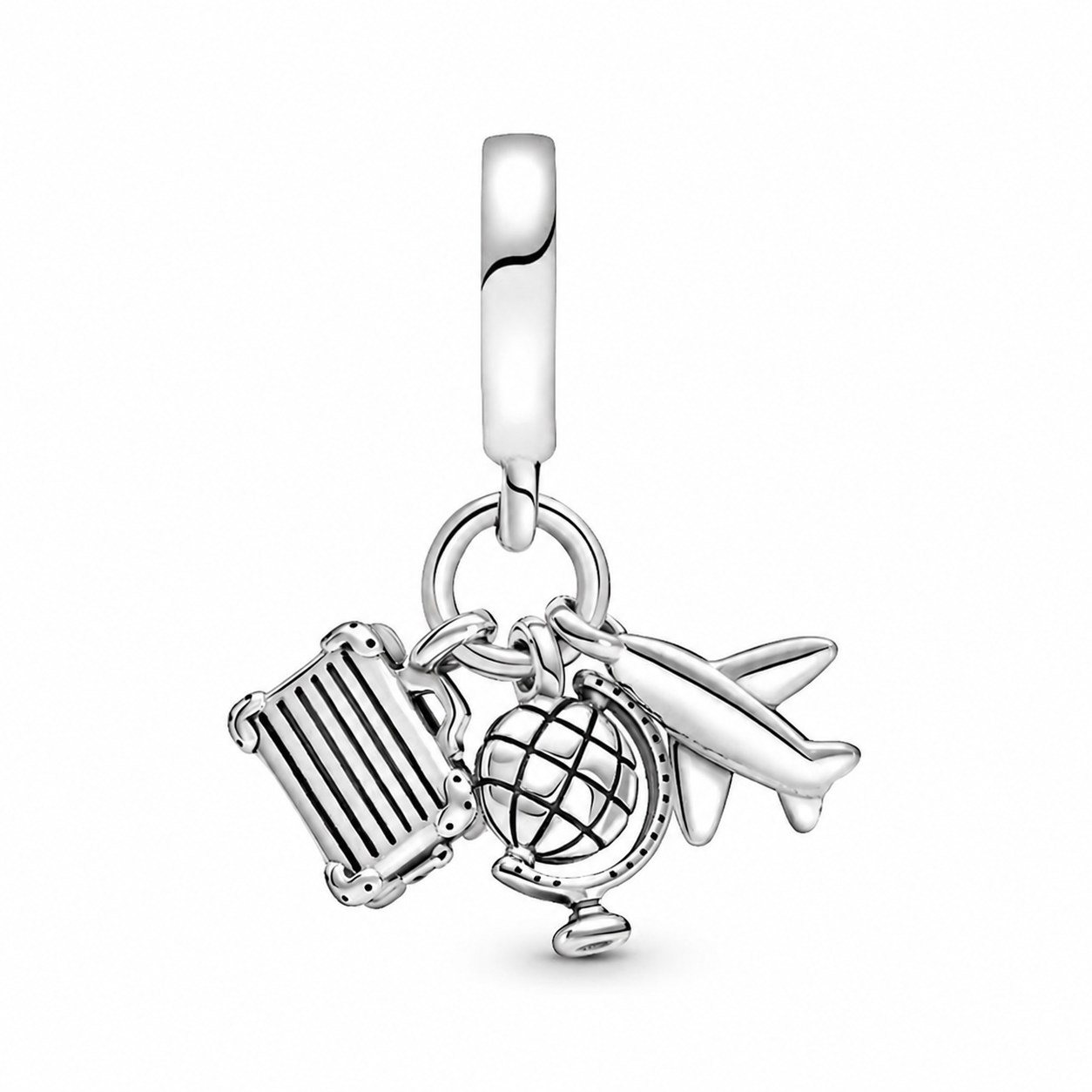 Charm-Anhänger Flugzeug Globus Koffer Sterling-Silber Zweitbild