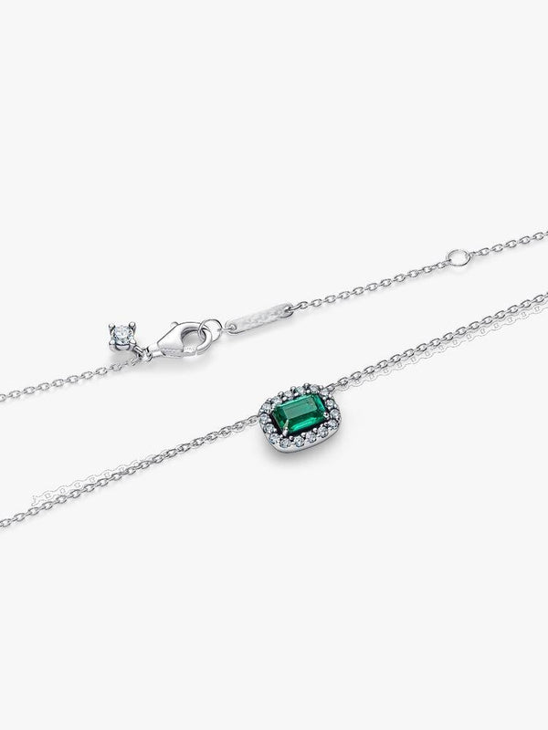 Rechteckiger Funkelnder Strahlenkranz Collier-Halskette Sterling-Silber