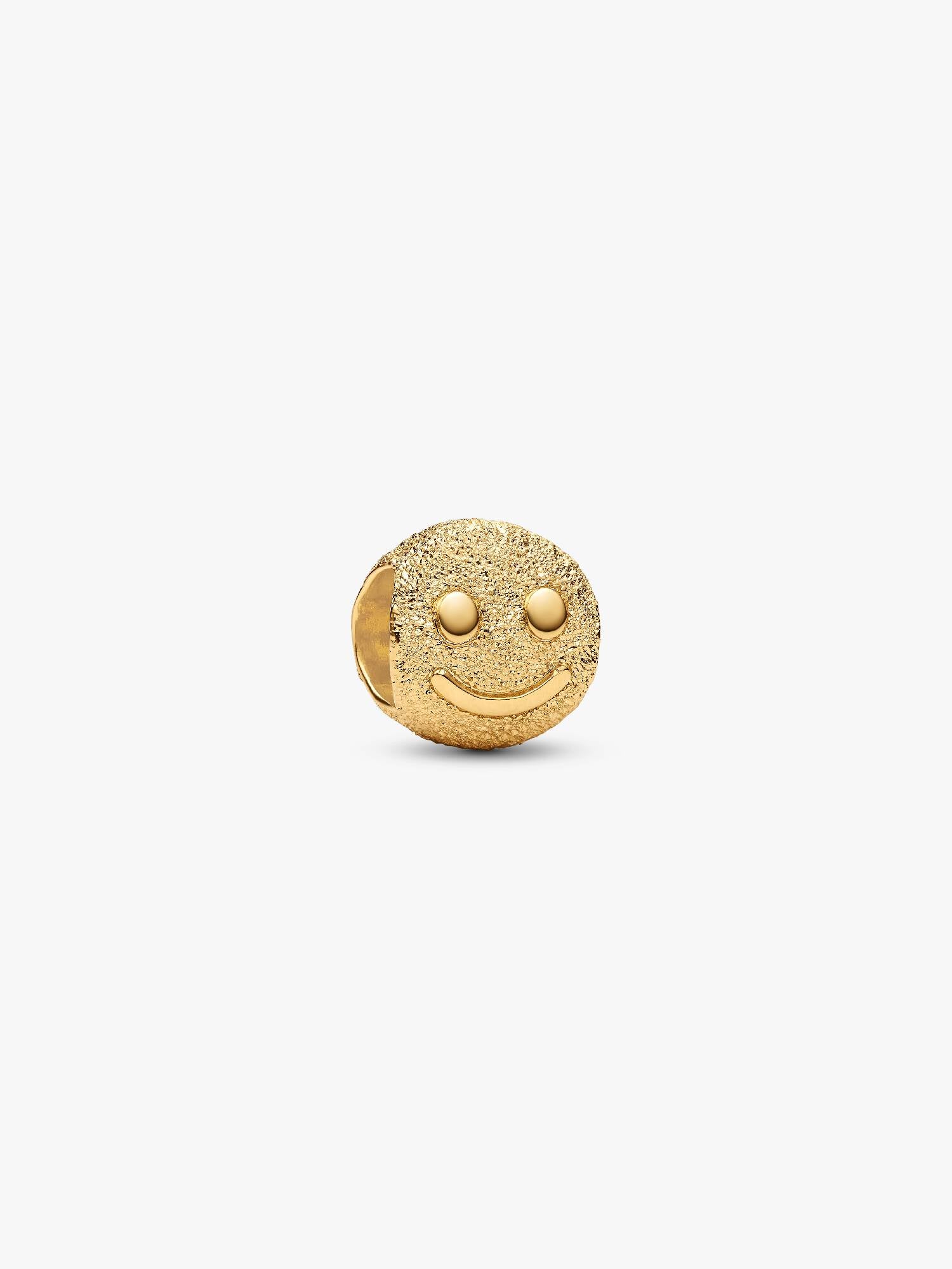 Strukturiertes Glückliches Gesicht Mini-Charm 14 Karat Vergoldung Hauptbild