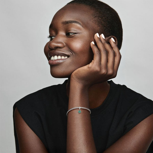 Charm-Anhänger Vierblättriges Kleeblatt Grün Silber