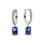 Creolen Ohrringe Königsblau Rechteckig Funkelnd Silber