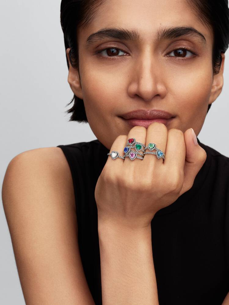 Erhabenes Hellviolettes Herz Ring Sterling-Silber