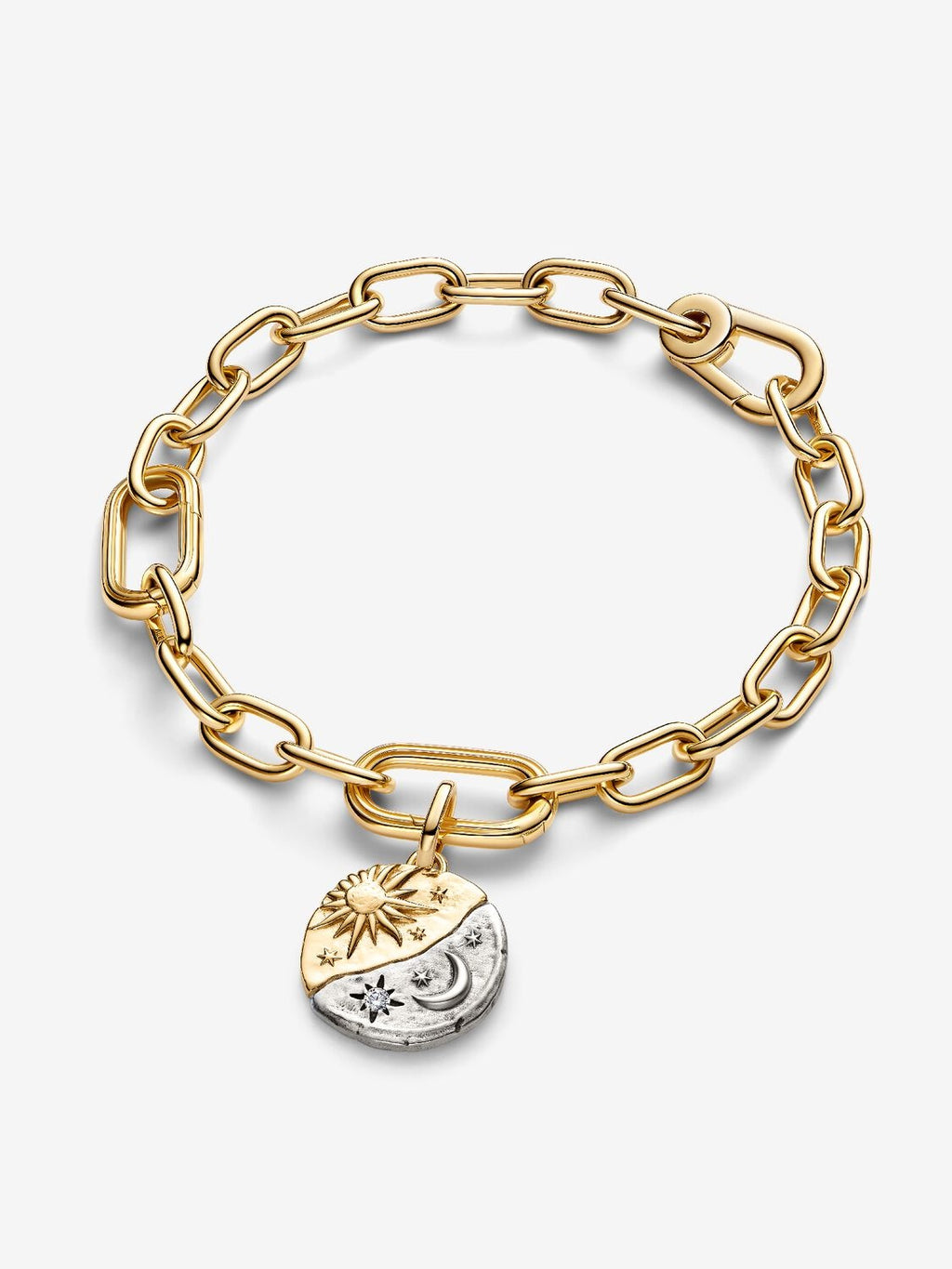 Sonne und Mond Medaillon-Charm Sterling-Silber, 14 Karat Vergoldung