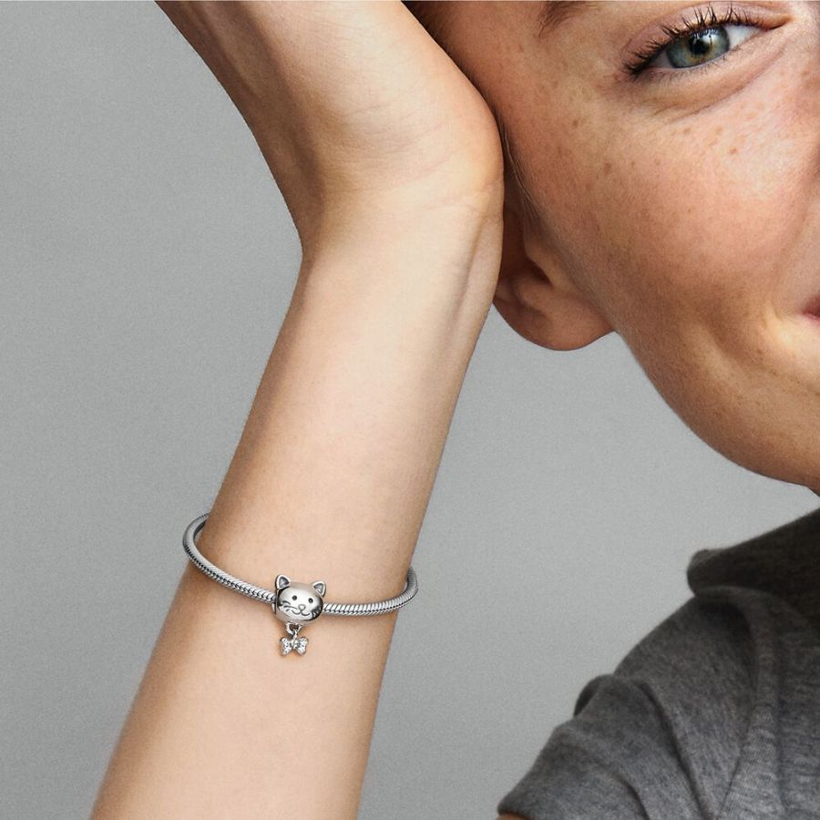 Charm Katze & Schleife Zirkonia Sterling-Silber Zweitbild