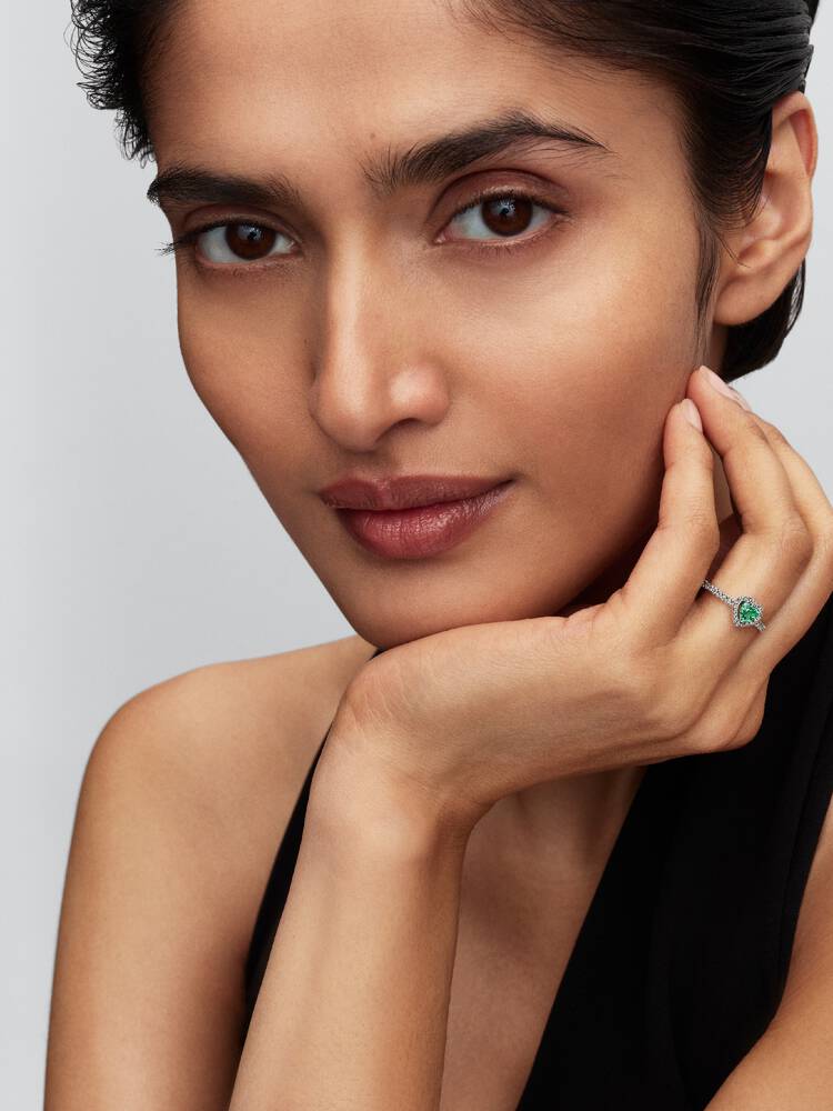 Erhabenes Mintgrünes Herz Ring Sterling-Silber