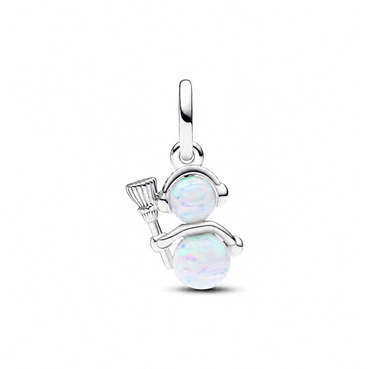 Charm-Anhänger Schillernder Schneemann Opal Zirkon Weiß Silber Zweitbild