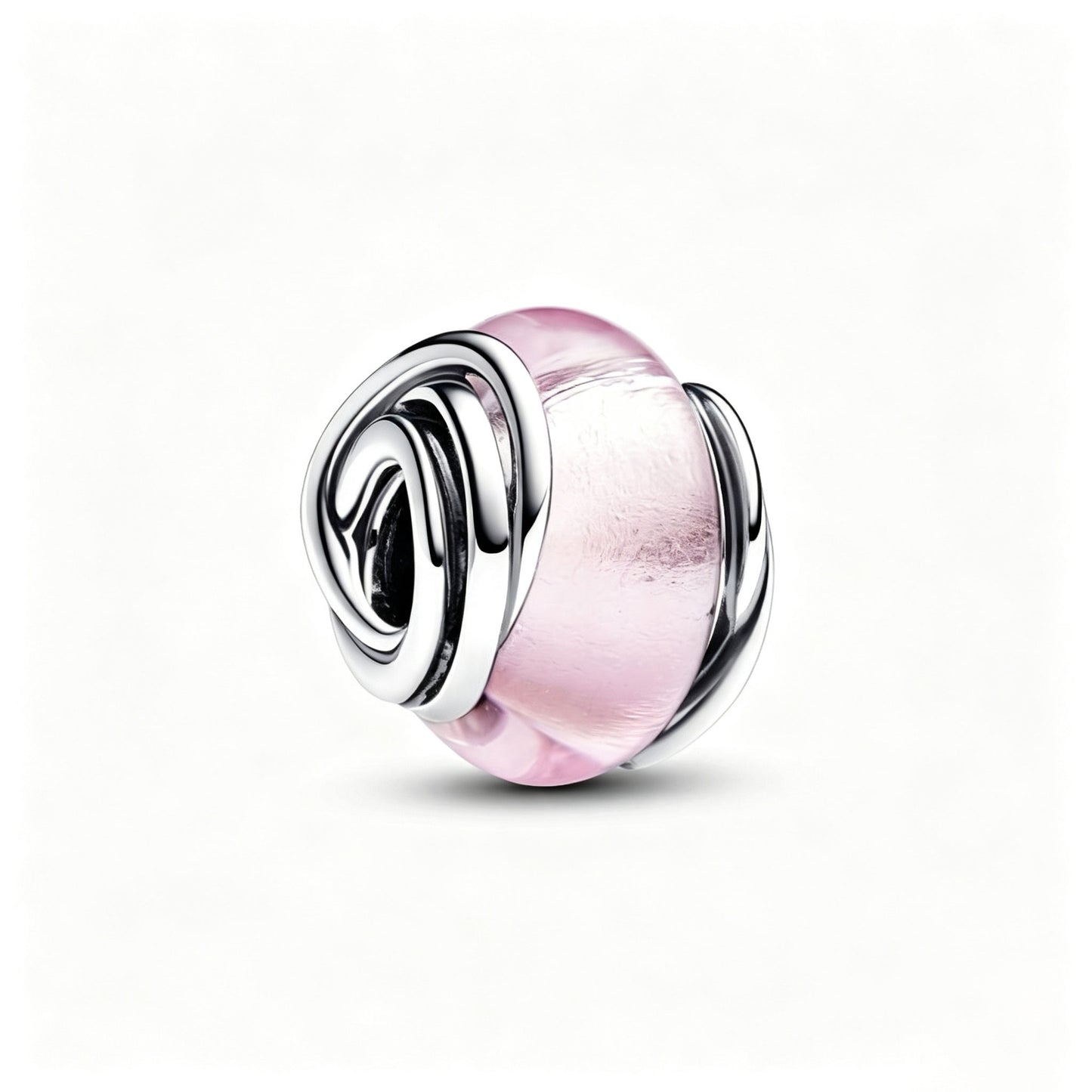 Charm Umschlungenes Rosafarbenes Murano-Glas Silber