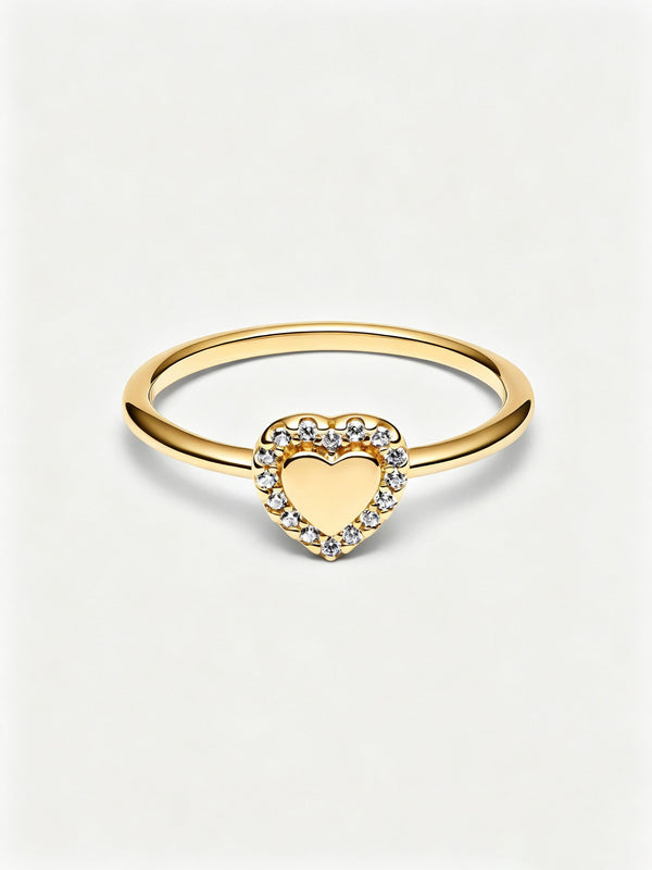 Gravierbarer Herz Strahlenkranz Ring