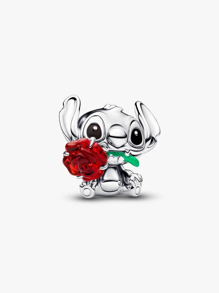 Stitch Rose Murano-Glas-Charm Sterling-Silber