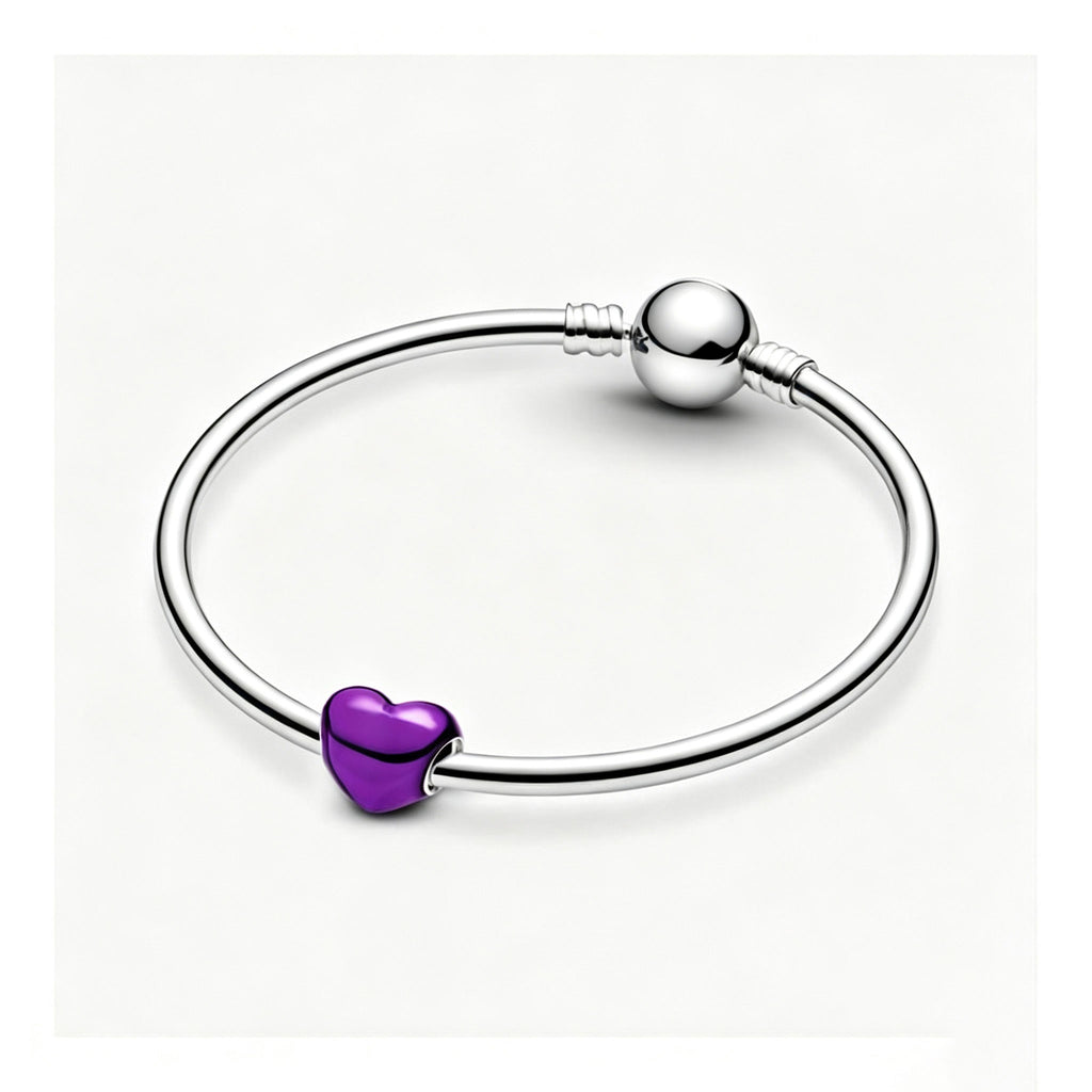 Charm Violettes Metallic-Herz Sterling-Silber