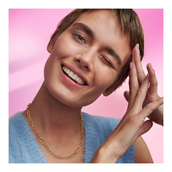 369685C00 Gliederhalskette mit Kleinen Gliedern Vergoldet 45 cm