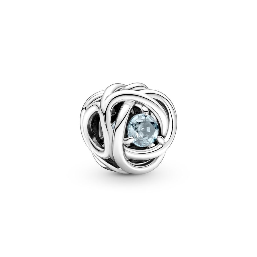 Charm März Geburtsstein Meer Aquablauer Ewigkeitskreis Silber Hauptbild