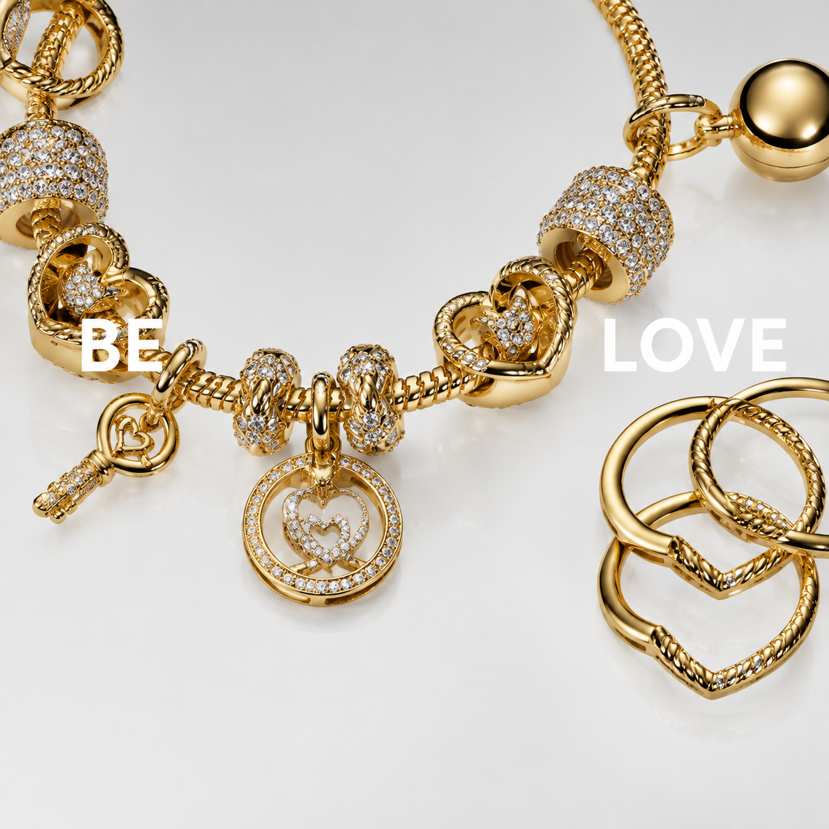 Creolen Ohrringe Pavé-Herz Zirkonia 14k Gold Plattiert