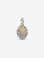 Rose Medaillon-Charm Sterling-Silber, 14 Karat Vergoldung