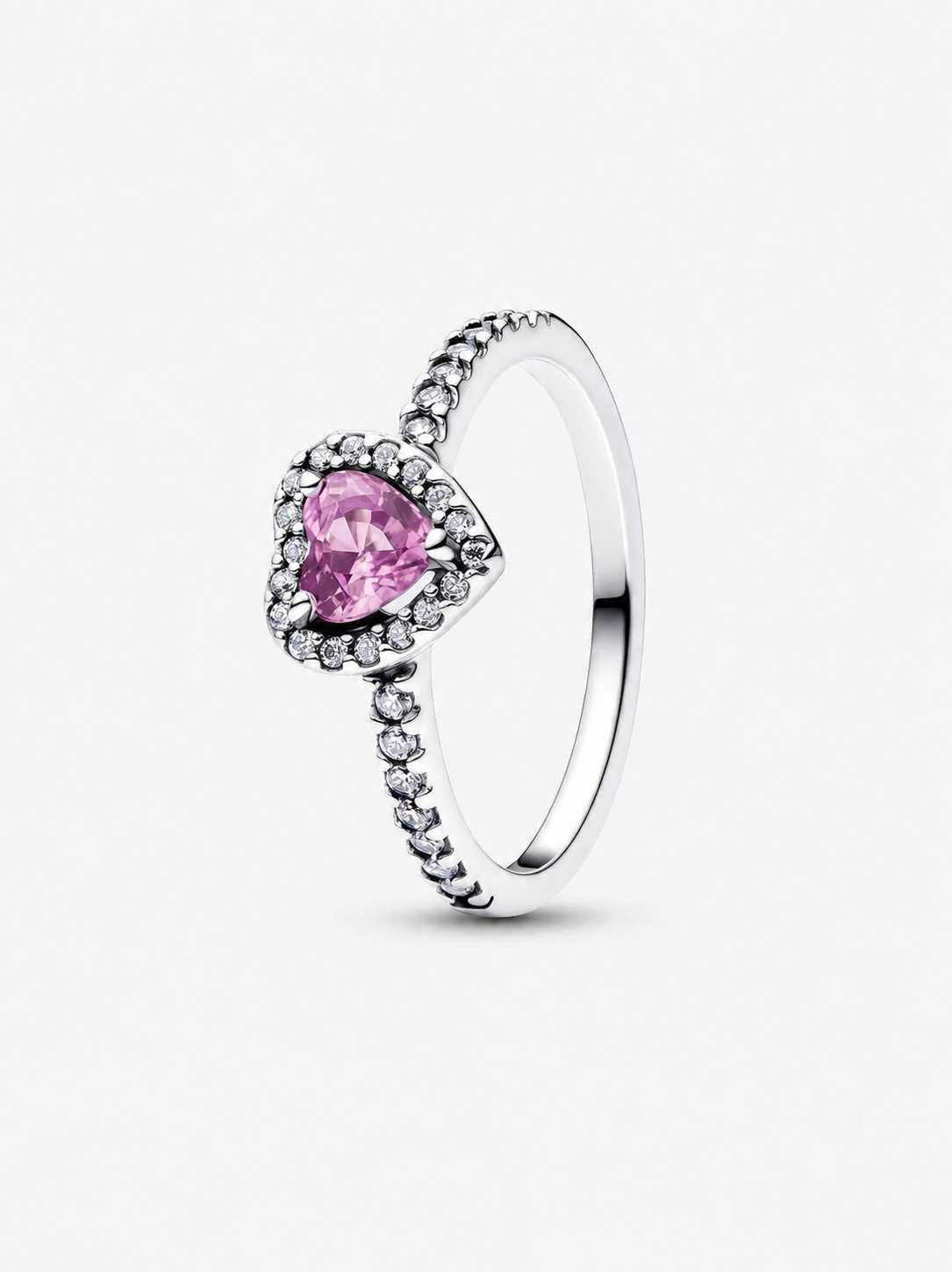 Erhabenes Hellviolettes Herz Ring Sterling-Silber
