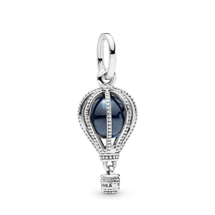 Charm-Anhänger Blue Hot Air Balloon Sterling-Silber