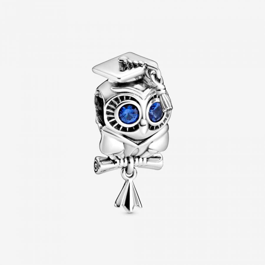 Charm Weise Eule Schulabschluss Silber Hauptbild