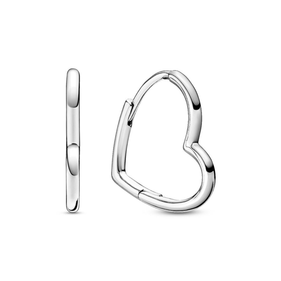 Ohrringe Creolen Asymmetrical Heart Hoop Sterling-Silber