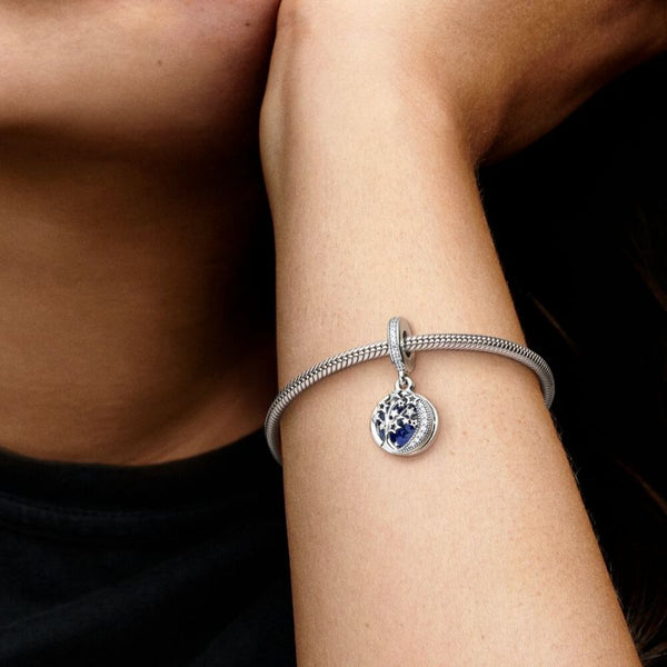 Charm-Anhänger Doppelter Baum & Galaxis Mond  Sterling-Silber