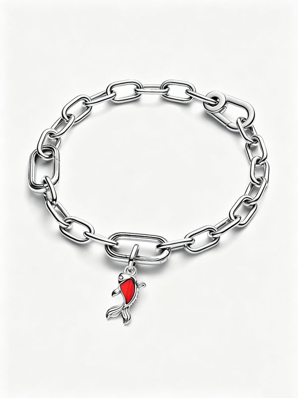 Roter Murano-Glas Koi-Fisch Mini-Charm-Anhänger Sterling-Silber